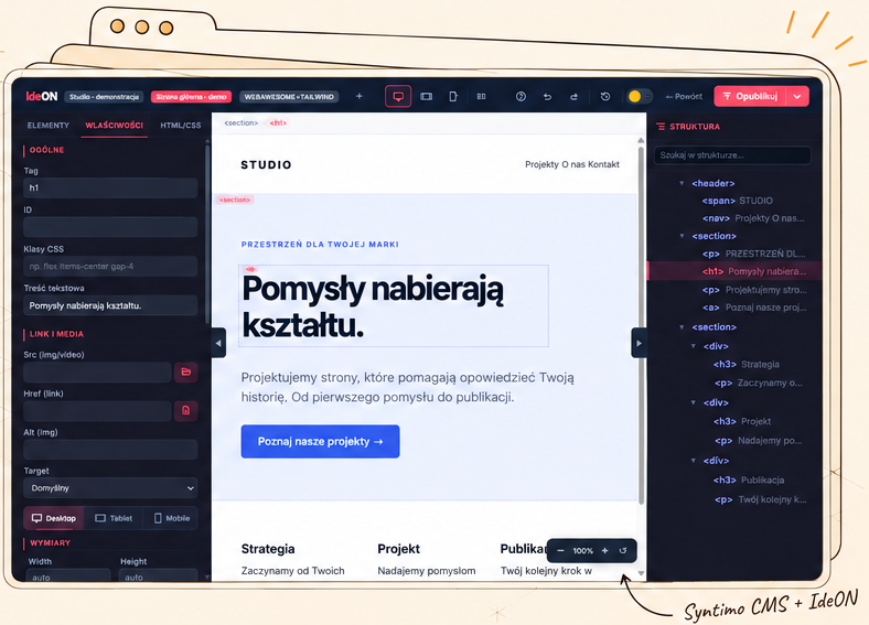 Syntimo CMS — project view